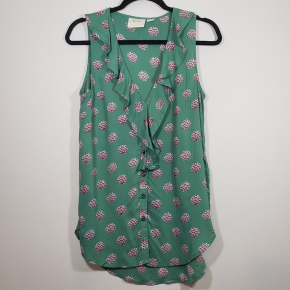Anthropologie Tops - Anthropologie Maeve Ruffle Front Button Up, sz 8